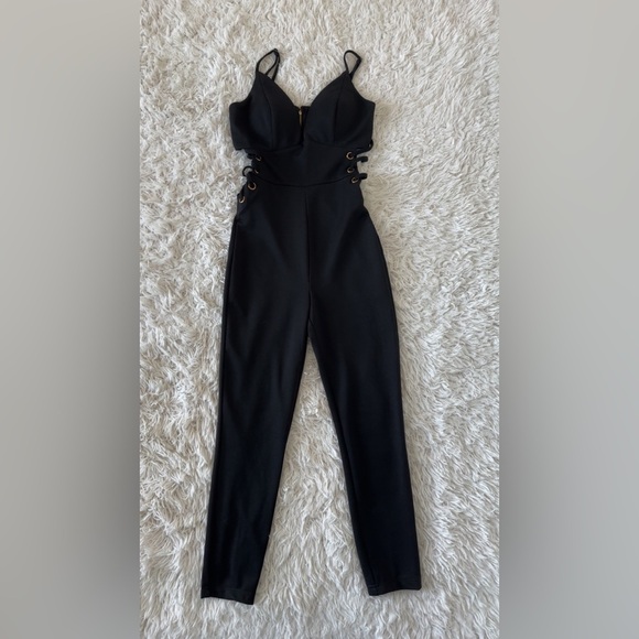a'gaci Black Jumpsuit with Lace-Up Detailing - Picture 4 of 8